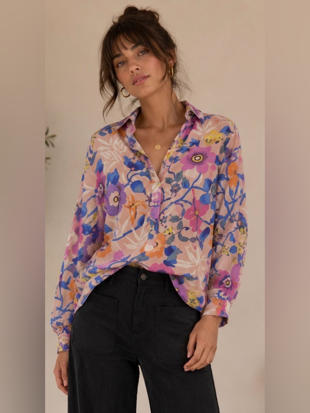 J Crew Liberty fabric Floral Women's Top - Pink and Blue size 6